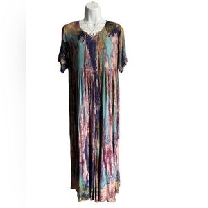 NWT.  Lovely Tye-Dye Sundress by Sacred Threads.  BL/RD 10 222418C